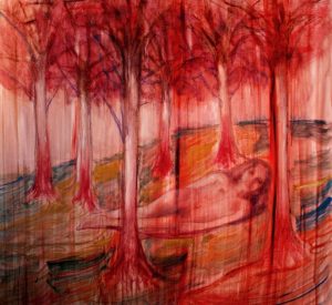 Elisa Filomena - Boschetto, acrilico su tela, 100x110cm, 2017