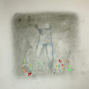 Elisa Filomena - Corpo che danza, grafite su carta, 30x30cm 2017