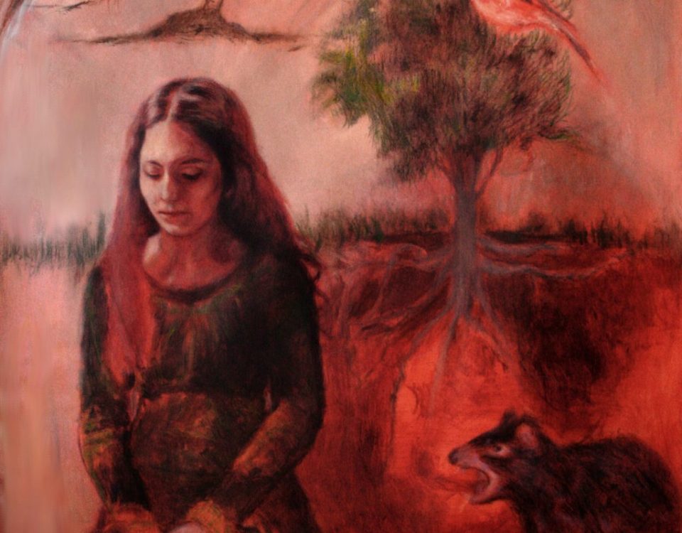Elisa Filomena, copertina dipinti 2015 - L'ottavo giorno, acrilico e pastello ad olio su tela, 170x120cm, 2014