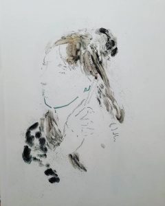 Elisa Filomena - Donna che si pettina, tecnica mista su carta, 50x40cm, 2019.jpg