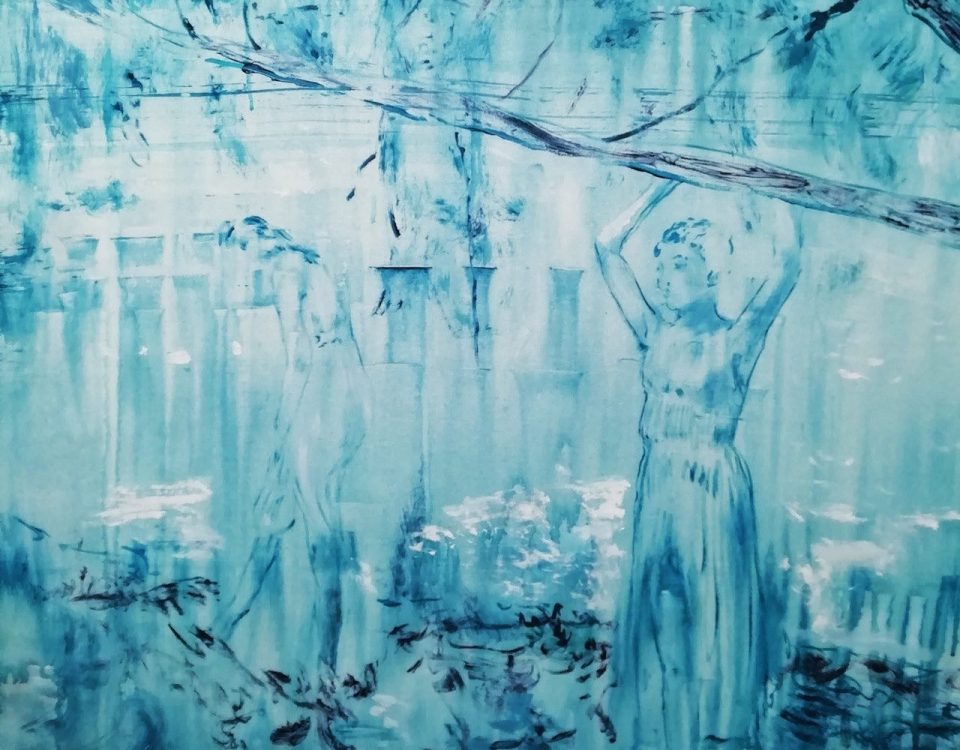 Elisa Filomena - Le muse, acrilico su tela, 140x130cm, 2020 particolare