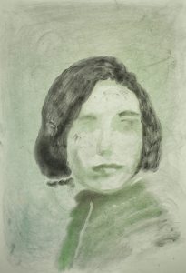 Elisa Filomena - Verde, pastelli su carta, 50x40cm, 2020